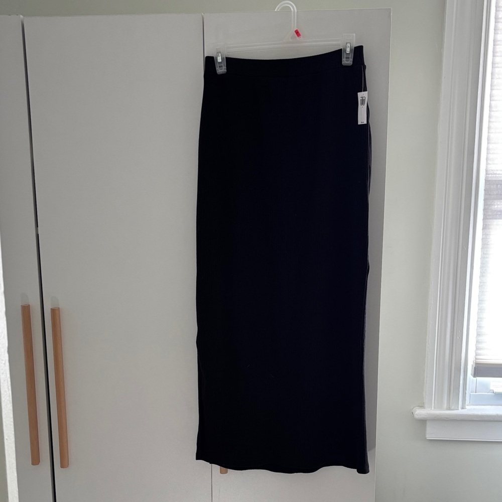 Black fabric maxi skirt